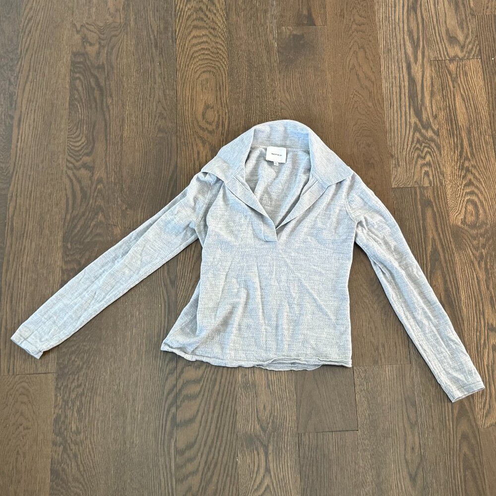 Reformation Grey Long Sleeve Knit Top | Size M